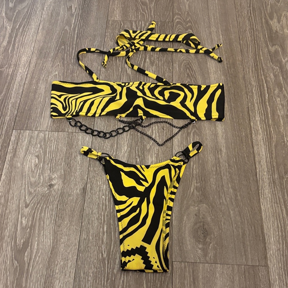 Yellow and Black Zebra Print Rave Set